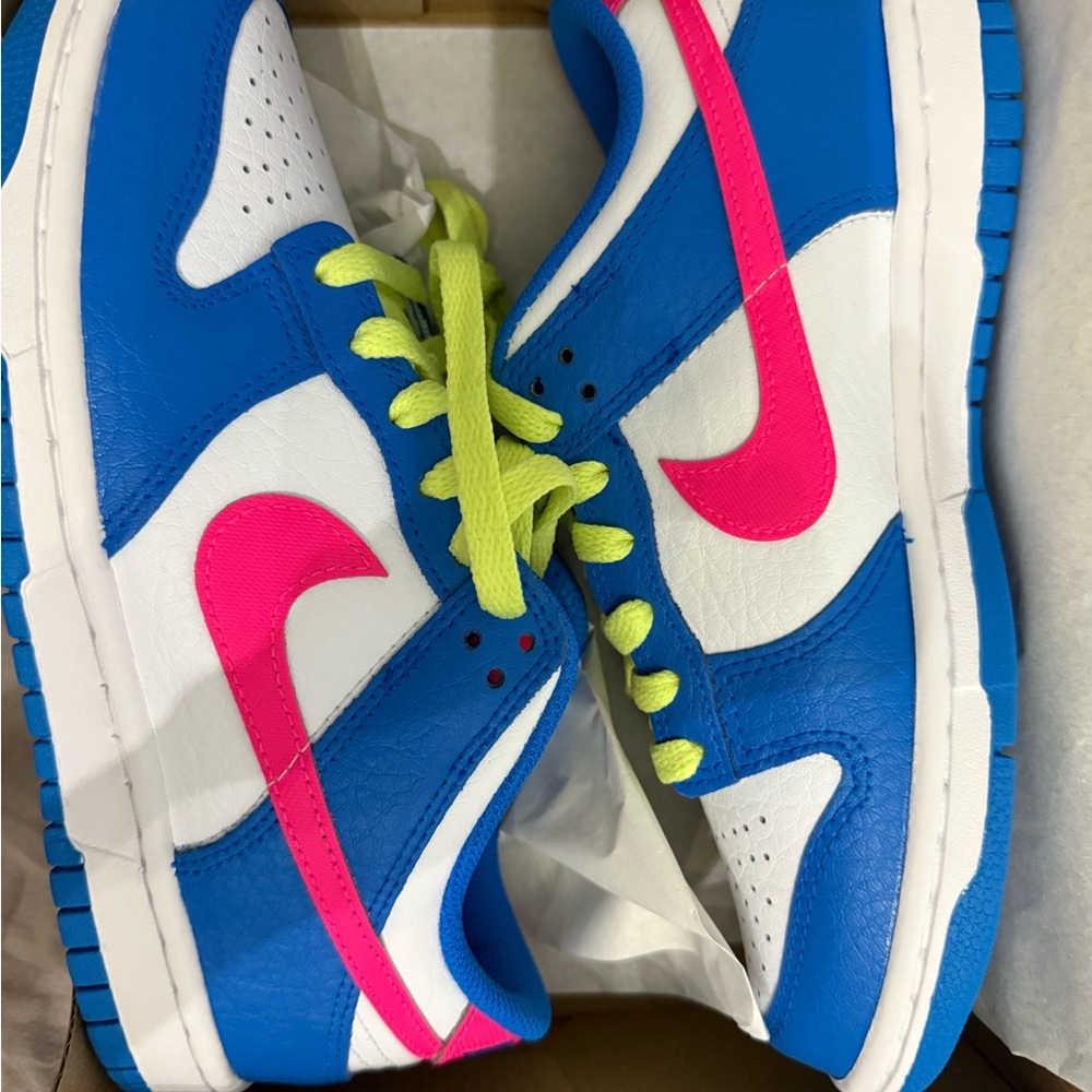 Nike Kids Sneakers in Blue, Pink, and Neon Yellow